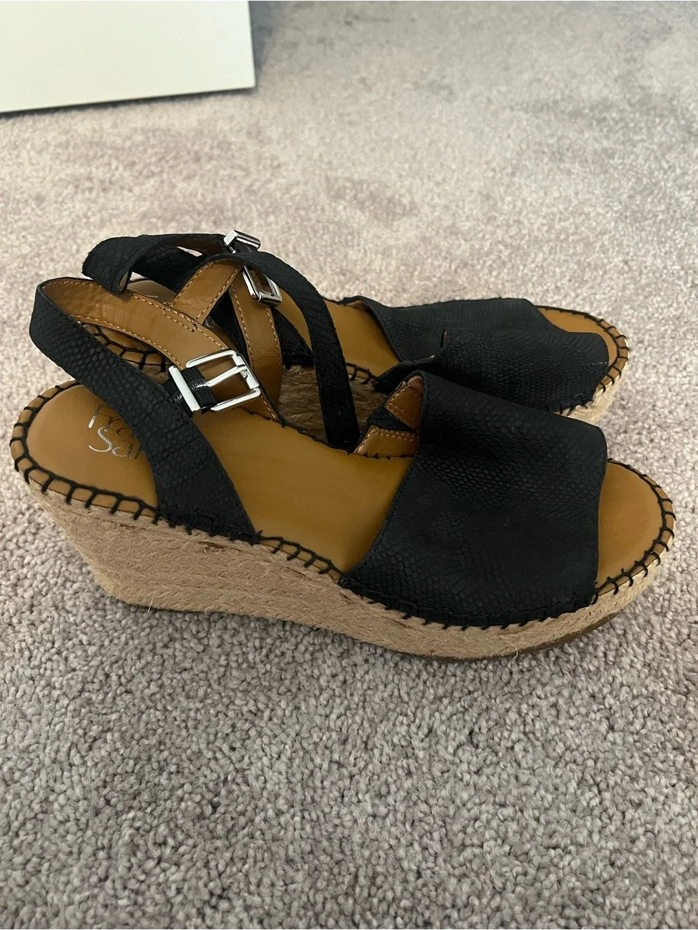 Franco Sarto Black Espadrille Wedge Sandals